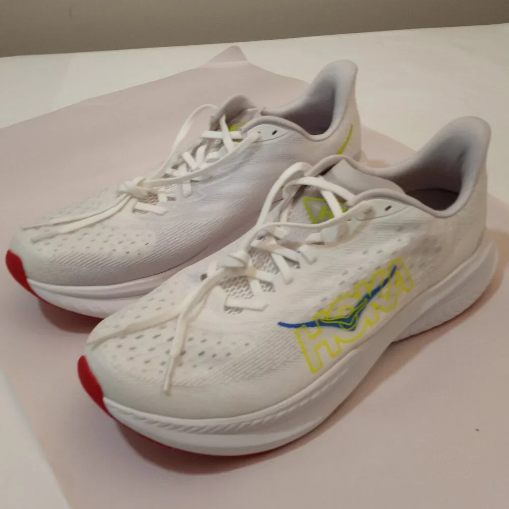 HOKA ONE ONE MACH 6 RUNNNG SHOE WHITE MEN SIZE 13 NEW